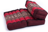 GABUR Foldable Meditation Cushion, 100% Kapok, Red Elephants
